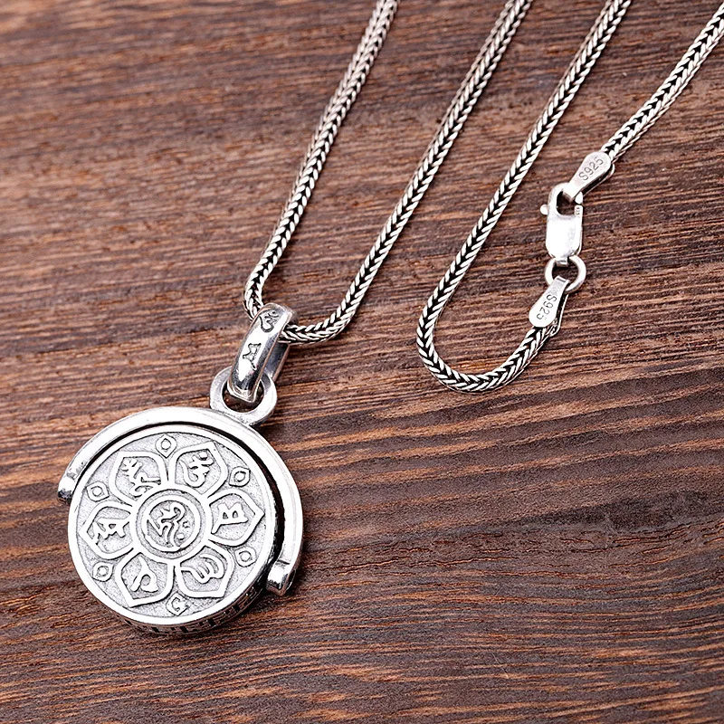 Uglyless 2 направления Вращающийся Лотос ожерельлье с мантрами без цепочки унисекс