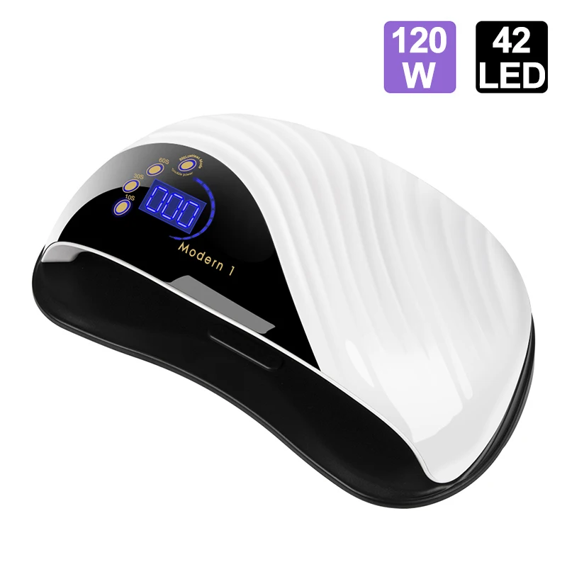 120W 42LED 120 Вт УФ светодиодный гель-лампа для ногтей с вентилятором две руки Сушилка для ногтей для сушки всех гель-лаков датчик солнце светодиодный светильник маникюрные инструменты для ногтей - Цвет: 120W 42LED