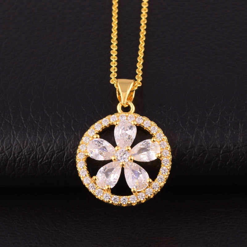 Модная женская золотая цепочка с красивым белым цирконом классическая круглая