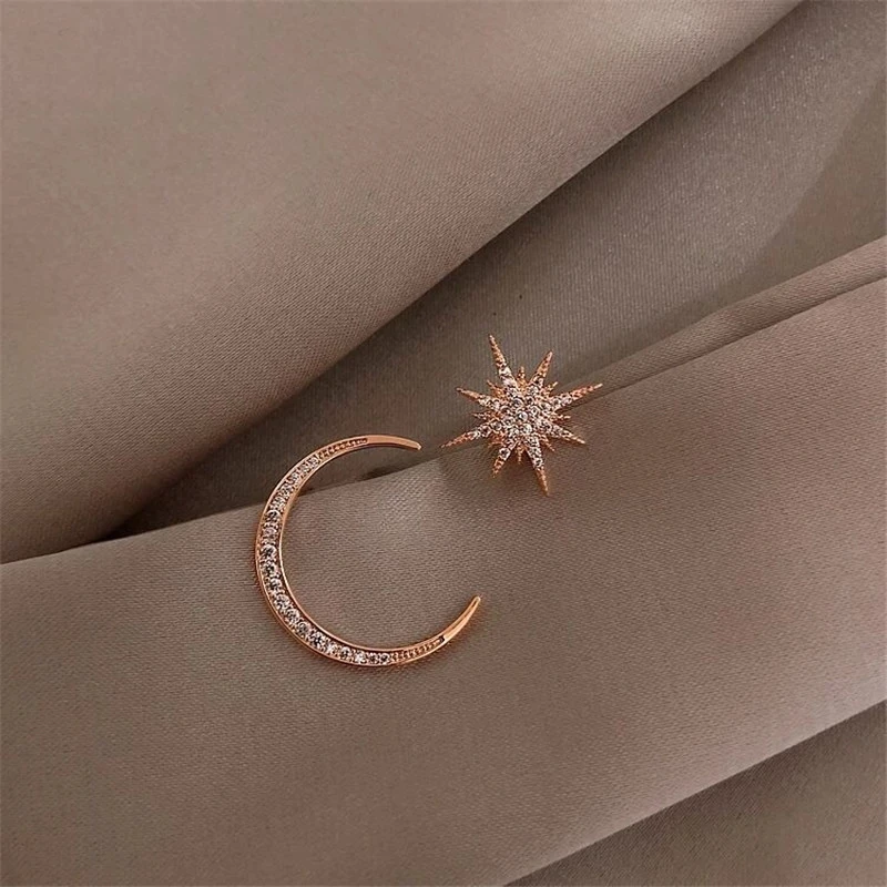 

Korean Fashion Star Moon Earrings For Women Asymmetrical High Sense Earrings Exquisite Earring 2021 Trend Jewelry
