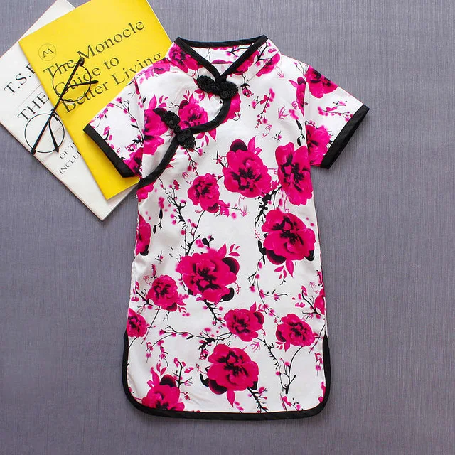 BibiCola/платье для девочек детское платье qipao с цветочным принтом bebe модные платья
