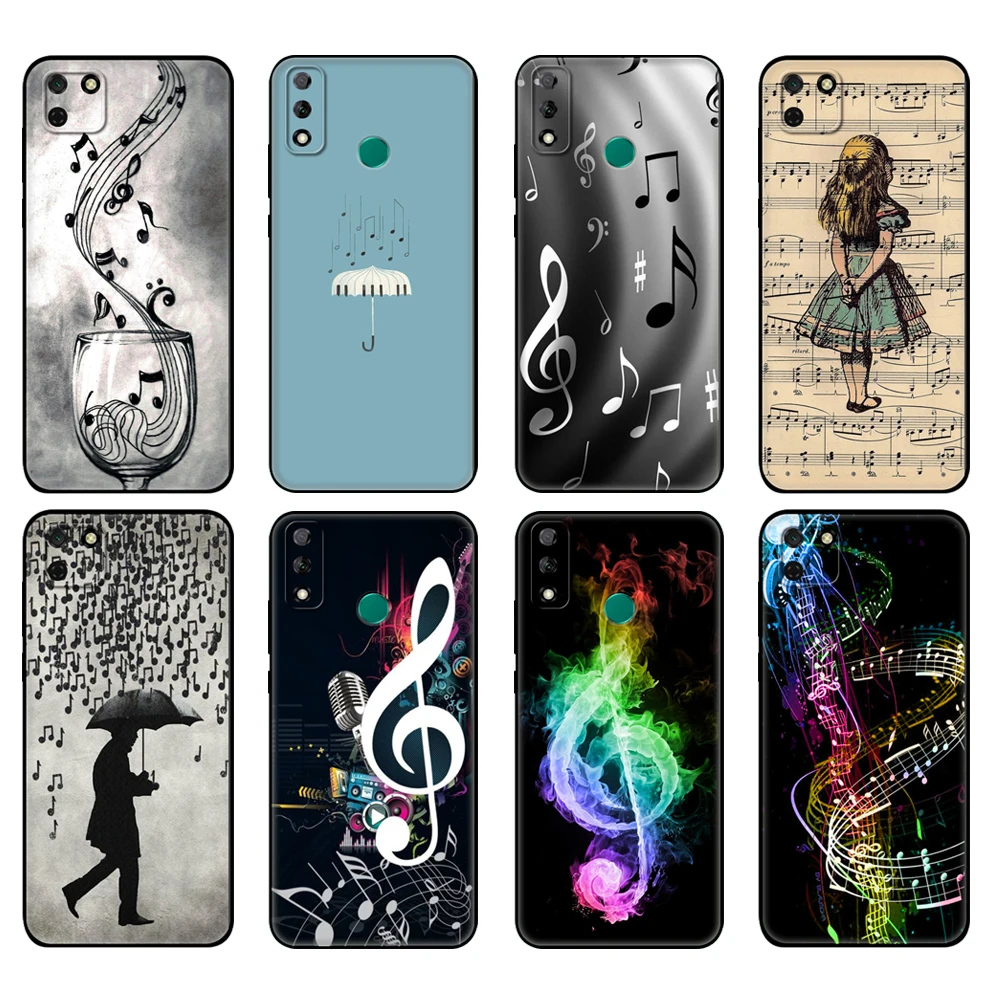 Черный чехол из ТПУ для Huawei Y9S, Y6S, Y8S, Y5P, Y7P, Y8P, чехол для Huawei Y5 lite Prime, Y6, чехол с музыкальными нотами, скрипкой, классической музыкой