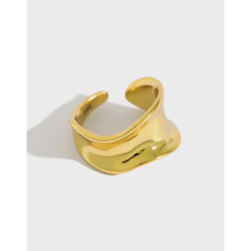 

12,8 мм 18K желтое золото с покрытием Аутентичные искусственные серебряные геометрические кольца неправильной геометрической формы с длинной...