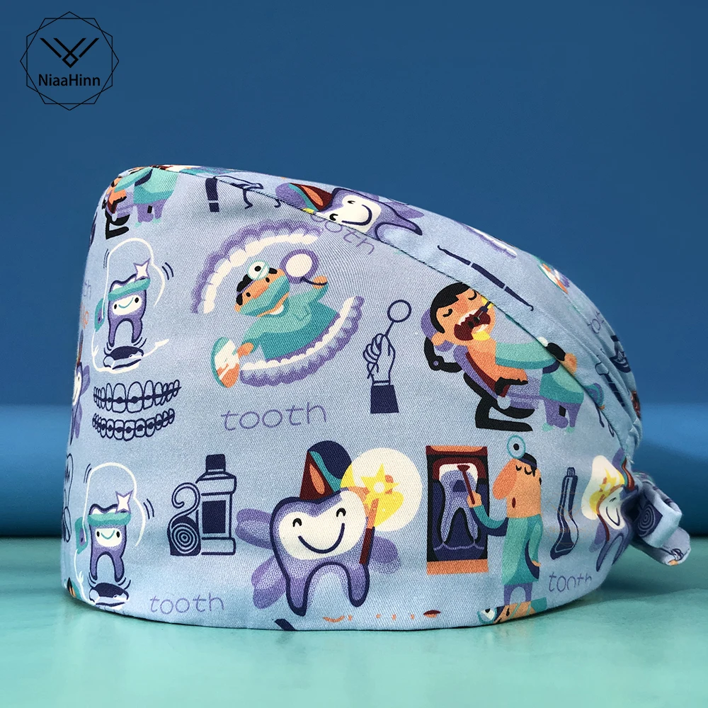 

Unisex Cotton Pet shop Work Cap Dust Cap Nursing Cap Beauty Cap Beauty Salon Scrub Elastic New Baotou Breathable Hat Wholesale
