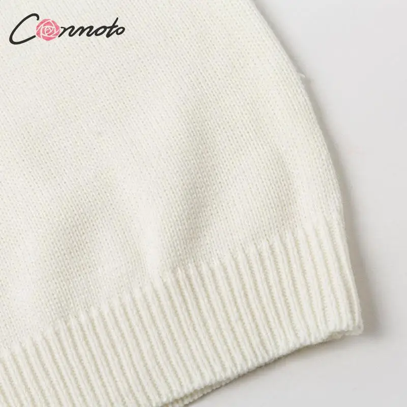 Conmoto Casual Knitted Sweater Women Solid White Autumn Winter 2019 Jumpers Vintage Lantern Sleeve Pompom Pull Femme | Женская одежда