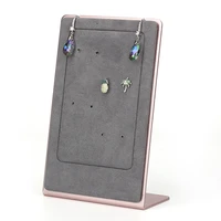 high end simple and customized gray metal plate microfiber leather jewelry display stand for earring pendant necklace 8 color