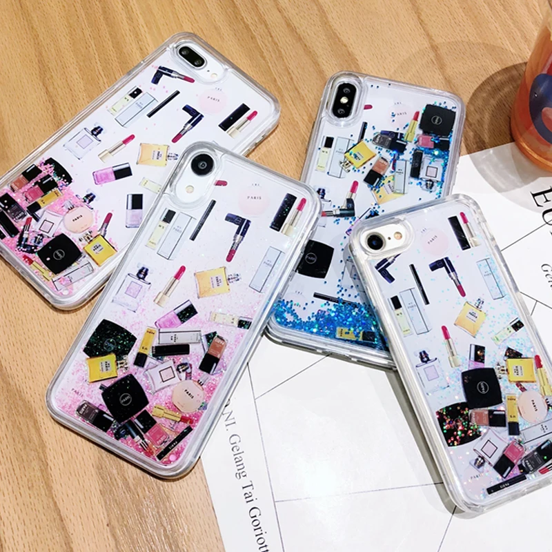 Модный косметический зыбучий песок чехол для телефона iPhone 11 Pro 6 7 8 XS Max Блестящий