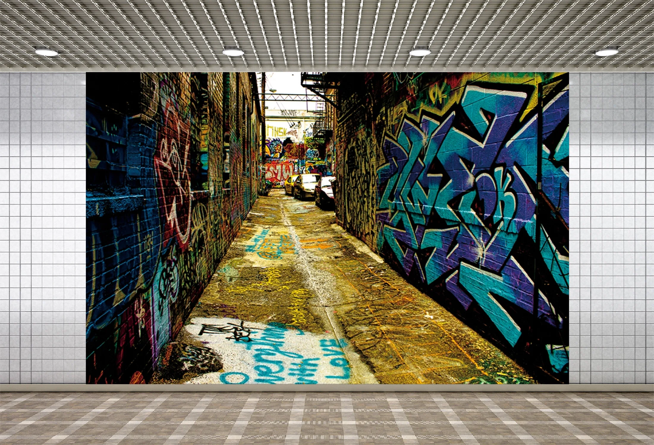 

Lyavshi граффити кирпичная стена переулка сцены фотографии фоны Индивидуальные цифровые фотографические фоны для фотостудии