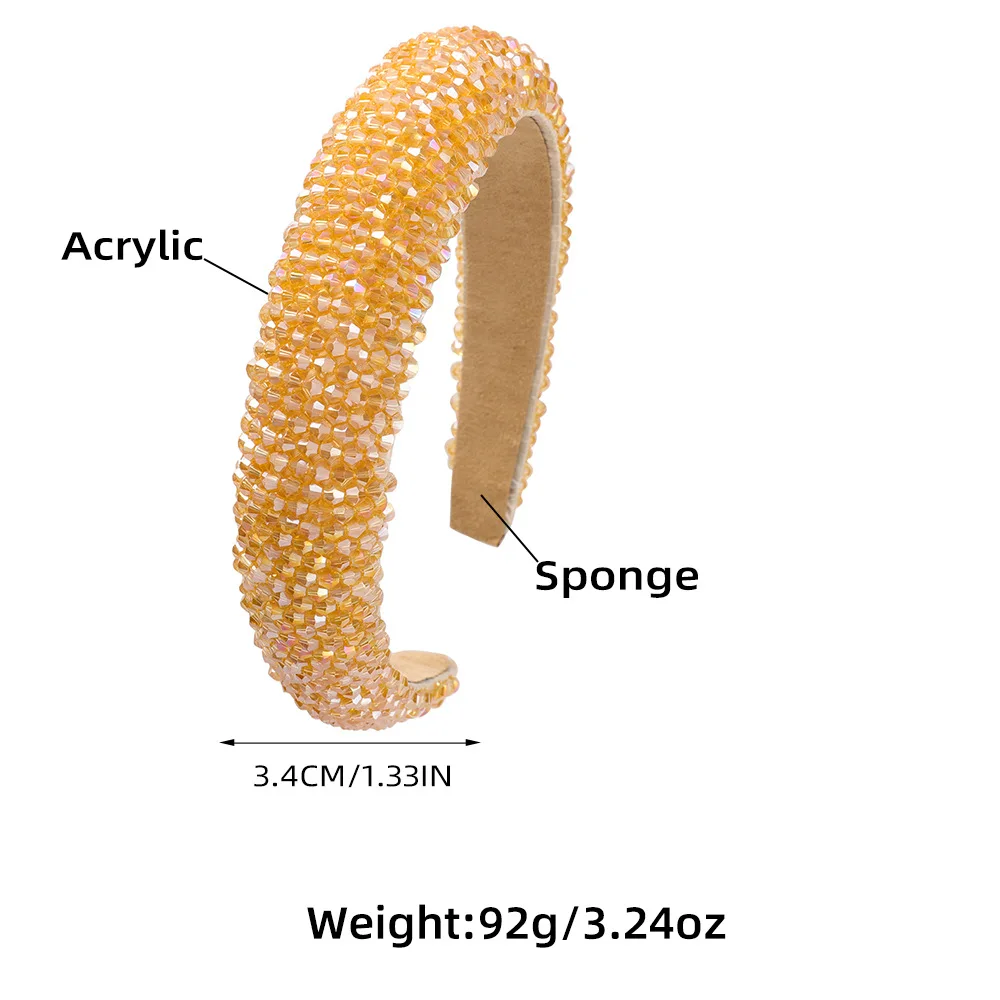 

Luxury Full Crystal Hairbands Womens Hair Accessories Baroque Padded Head Band Colorful Rhinestone Headband Princess Headdress