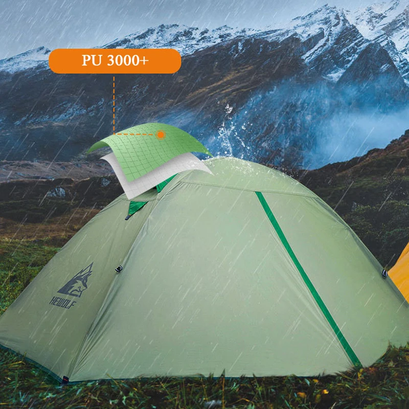 

Hewolf Ultralight Double Waterproof Tent Camping Tent 20D Nylon Silicone Outdoor Aluminum Pole 2 Person Camp Tents