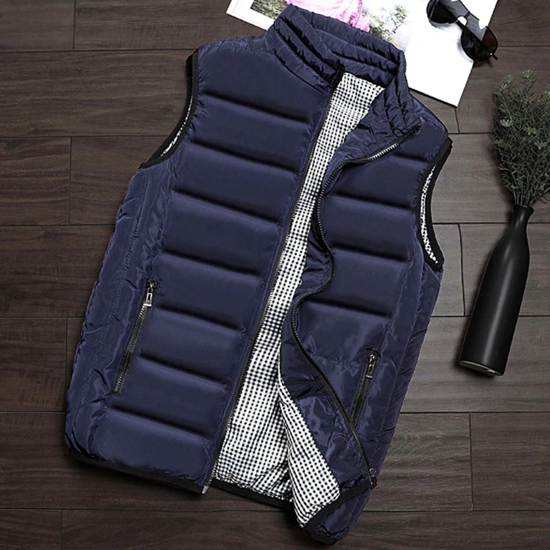 Мужская Уличная осенне-зимняя пуховая хлопковая жилетка плотный теплый