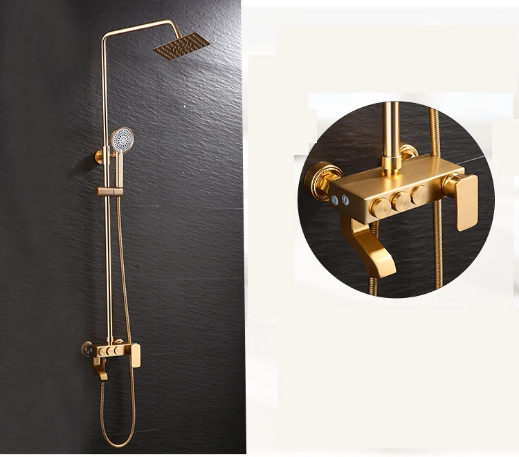 Роскошный Золотой набор для душа смесители ванны смеситель черная душевая