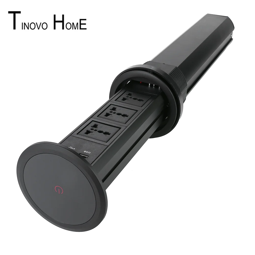Günstig Universal Power Desktop Buchse/touchscreen Intelligente Elektrische Eine Taste Hebe Versteckte Küche BUCHSE/USB Lade Schwarz