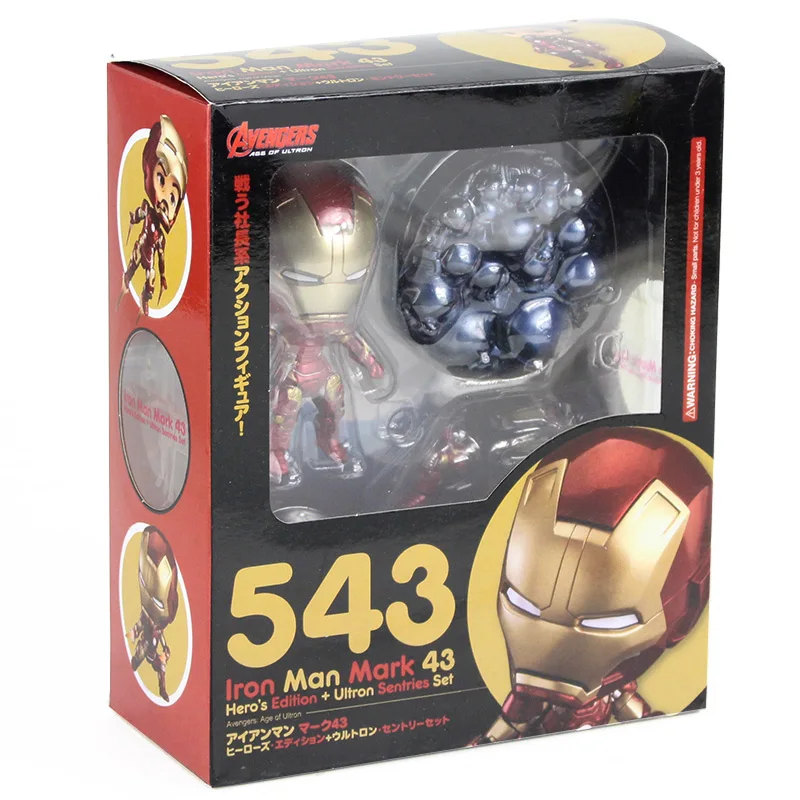 Iron Man 543 in Box Бесконечность войны Мстители фигурку Nendoroid 543 781 866 955 988 1037 Человек-паук Железный человек Локи черная модель пантера игрушки - Цвет: Iron Man 543 in Box