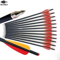 12pcs 13 5 16 17 18 20 22 hunting professional archery carbon arrow 400 2 red 1 orange feather crossbow bolt free shipping