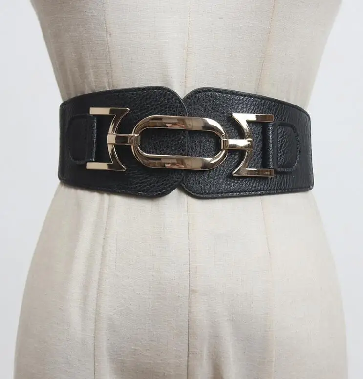 

Женское подиумное модное эластичное платье из искусственной кожи, Корсеты с поясом, широкий пояс R3141