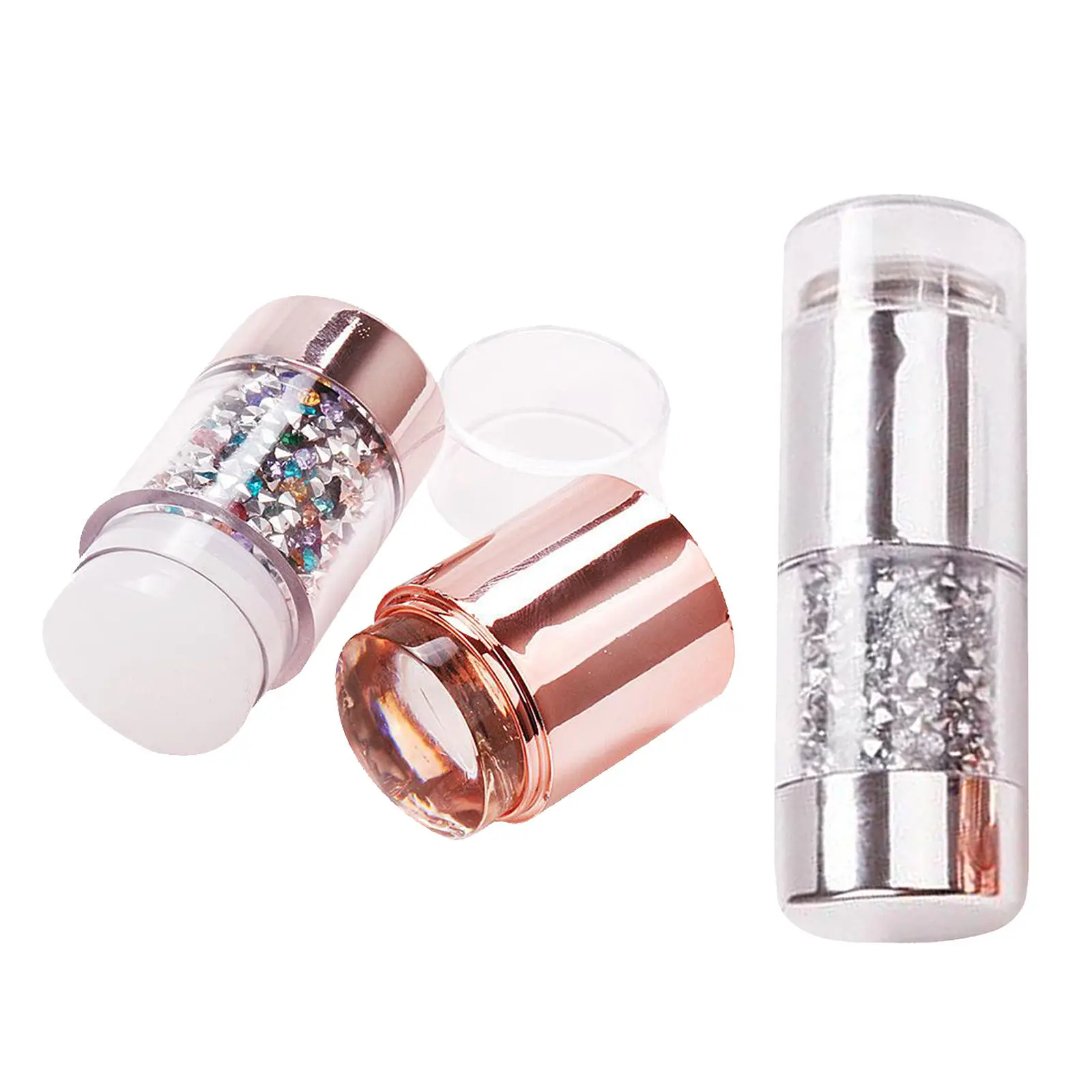 

Dual-ended White Clear Manicure Silicone Nail Stamping Stamper & Scraper Set