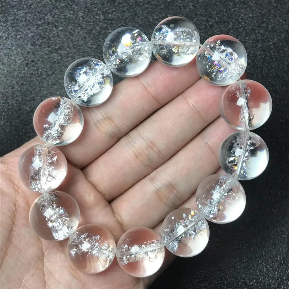 

18mm Natural Himalaya Rock Crystal Bracelet For Women Lady Men Luck Gift Clear Round Beads Wealth Gemstone Rare Jewelry AAAAA