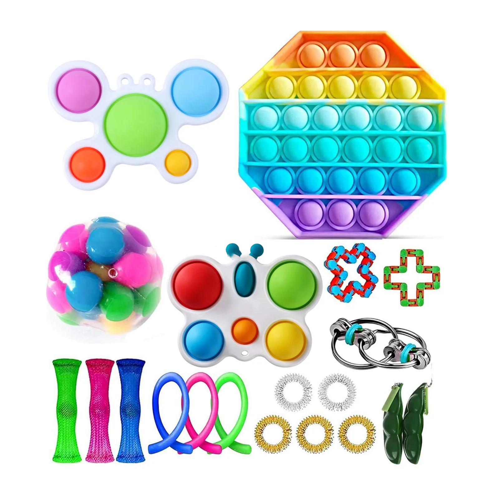 

Радужный набор для декомпрессии, игрушка с простым затемнением, игрушка для снятия стресса, сенсорные игрушки с пузырьком для детей и взрос...