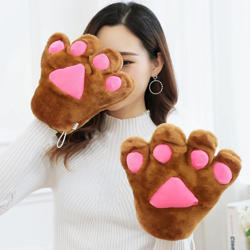 Реквизит для выступлений Детские утепленные в виде отпечатка лапы тигра серый