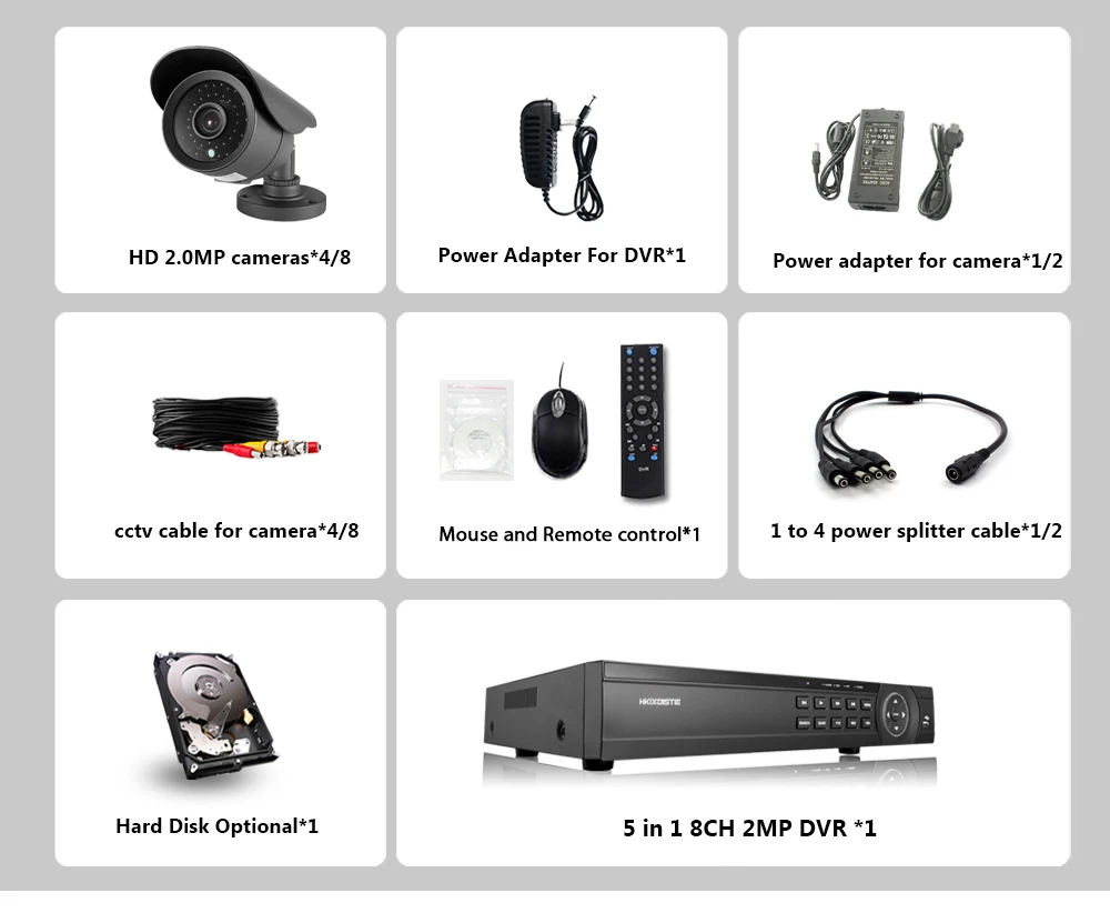 Новинка, супер Full HD, 8 каналов, AHD, 2 МП, домашняя уличная CCTV камера, система, 8 каналов, видео наблюдение, камера безопасности, комплект, 8 каналов, 1080 P, AHD DVR