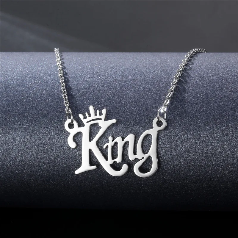 

Trendy Hip-hop Stainless Steel Necklace Glossy Pendant KING Letter Tide Brand Ladies Clavicle Chain Wholesale