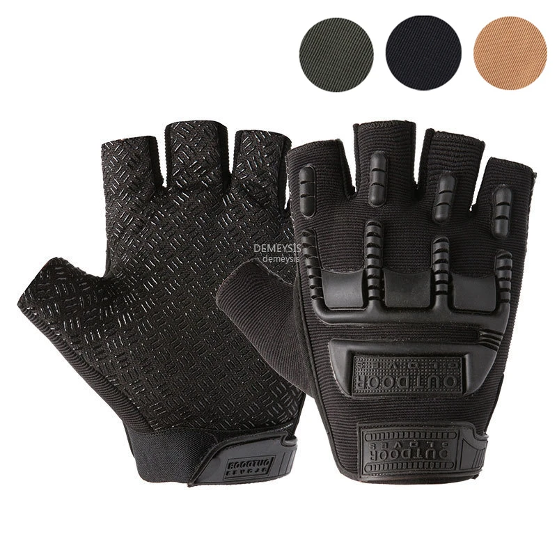 Военные тактические мужские перчатки на полпальца армейские боевые