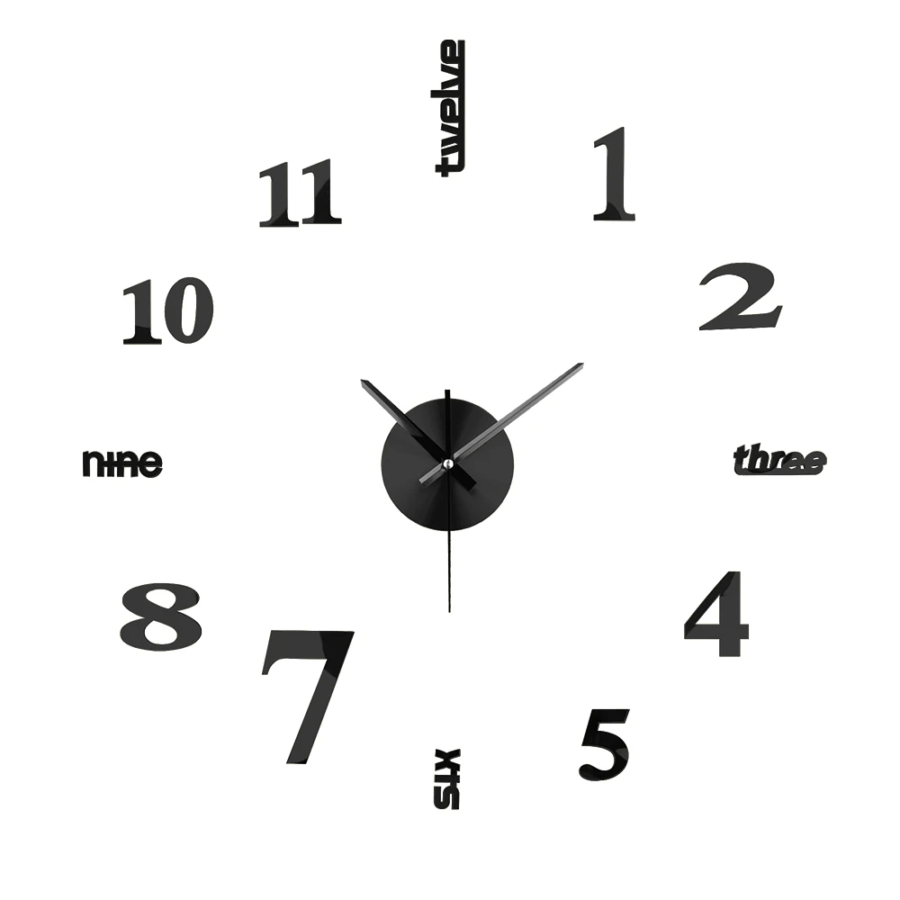 3D DIY настенные часы для дома декоративные акриловые металлические зеркальные