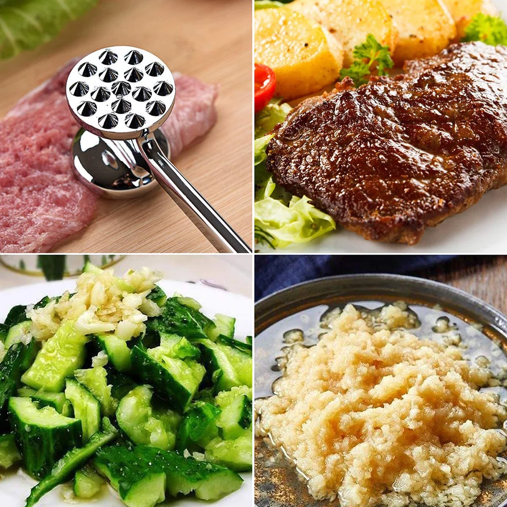 

1Pcs Stainless Steel Meat Tenderizer Portable Household Kitchen Tools Steak Tender Double Sides Loose Pork Beef Beat Meat Hammer