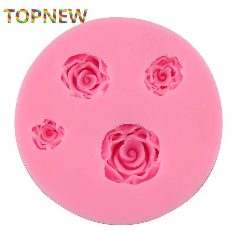 Качественные DIY 4 отверстия формы-розы помадные шоколадные силиконовые формы для