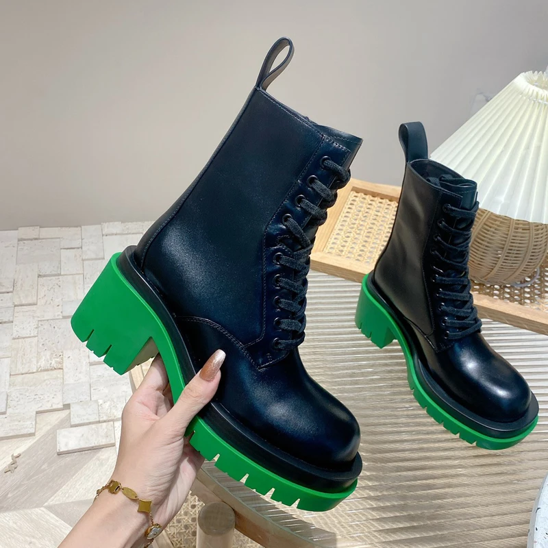 

Women Boots Fashion 2021 Luxury Platform Shoes Lace Up ANKLE Winter Female Round Toe Boots Ladies Footwear