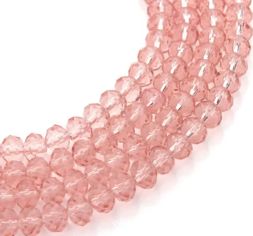 Розовые хрустальные плоские бусины 4/6/8 мм в форме Хрустальные стеклянные круглые