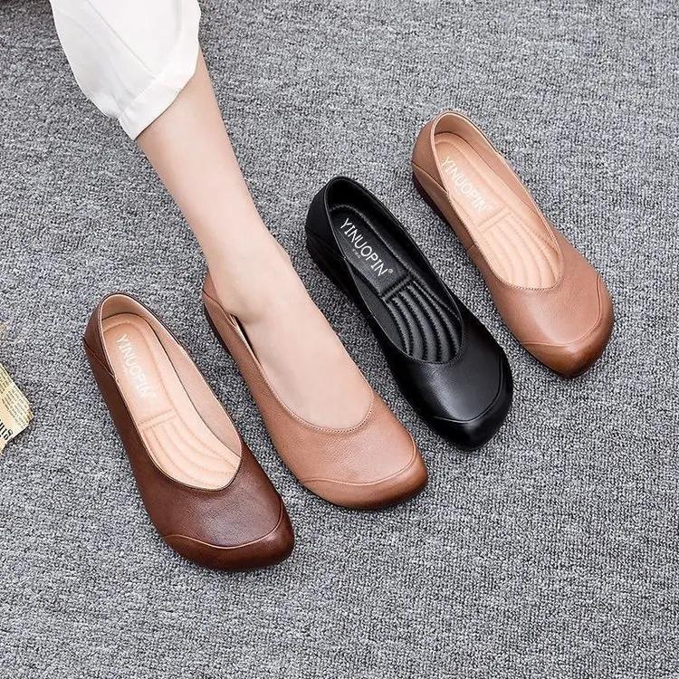 

Single shoes women's 2021 spring and autumn new simple style flat-bottomed square head shallow mouth casual comfortable shoes