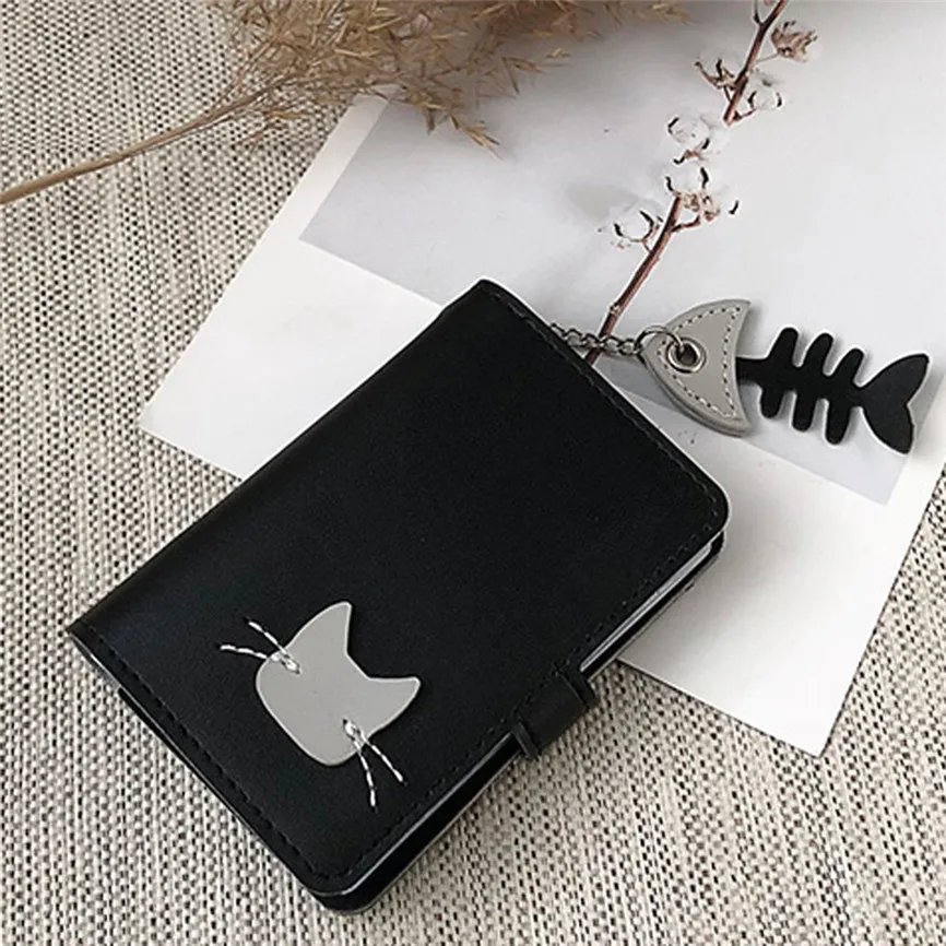 Короткий кошелек для монет, женская сумка для карт с милым животным узором, клатч, кошельки, без молнии, кожзам, кошелек, винтажный, Portefeuille Femme A9