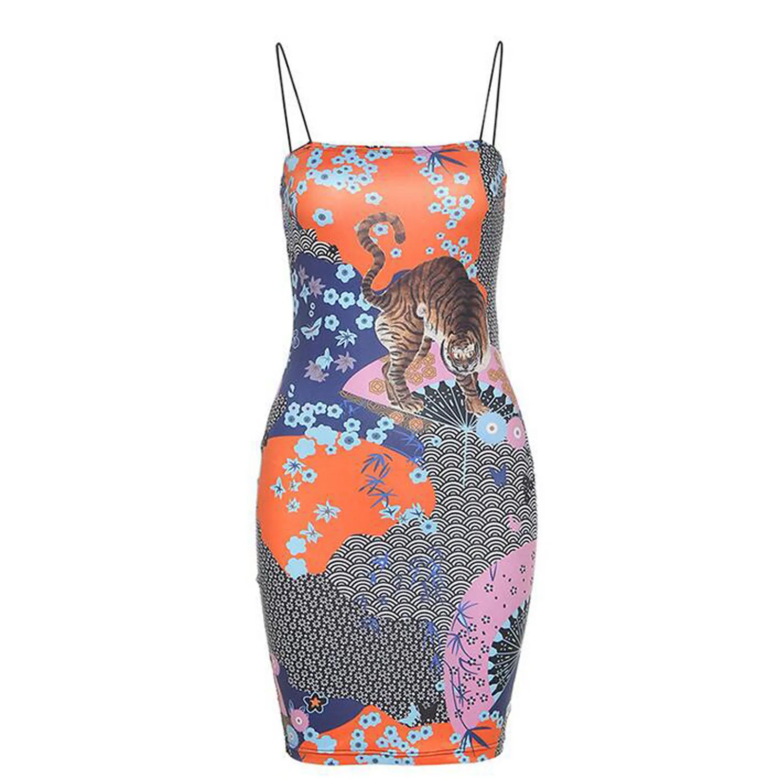 

2021 Dresses For Women Fashion Casual Ladies Sling Sexy Retro Animal Print Slim Bag Hip Skirt Dress Suspender Sexy Bag Hip Dress