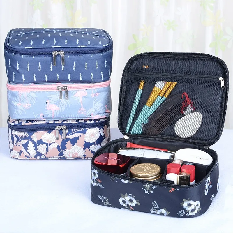 HHYUKIMI Brand Flamingo Women Cosmetic Bag Organizer Toiletry Kits Necessity Travel Big capacity Waterproof Portable Makeup | Дом и сад