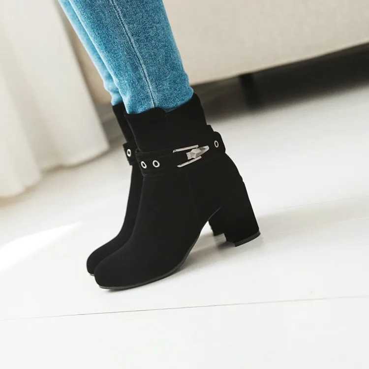 Женские ботильоны с ремешком и пряжкой на молнии сбоку | Обувь