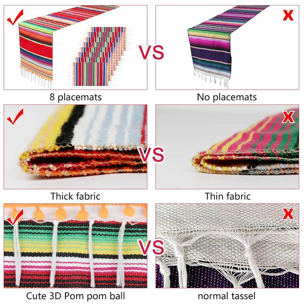 OurWarm мексиканские товары для вечеринок 215x35 см Serape хлопковая настольная дорожка