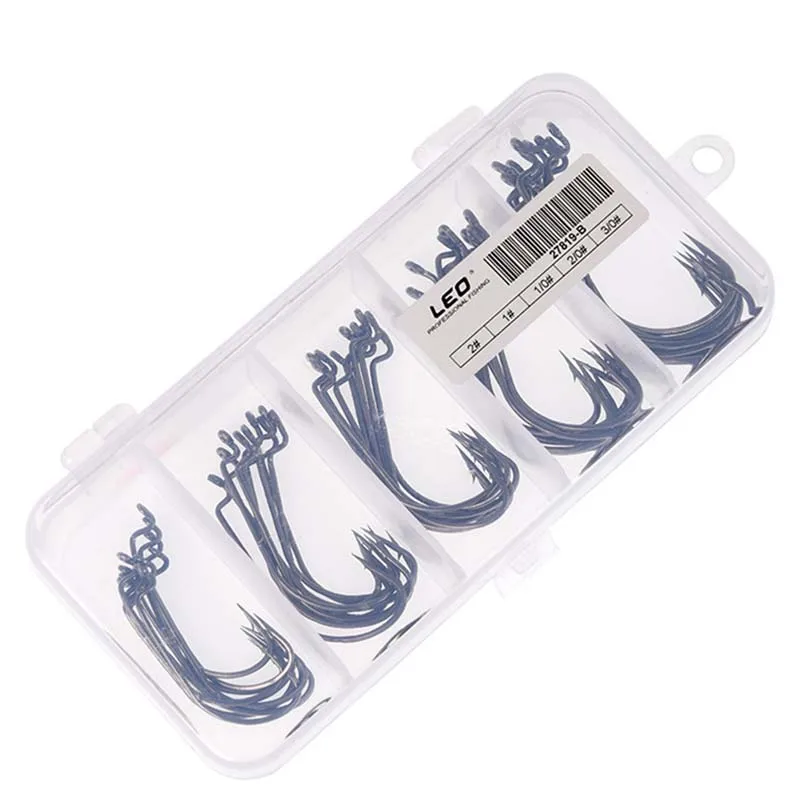

50PCS/Pack 5 Style Sea Fishing Box Mustad Offset Hook 2# 1# 1/0# 2/0# 3/0# Carp Snap Fishing Big Hooks Tackles Fish Hook Sets