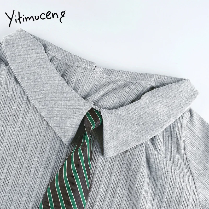 Милые футболки Yitimuceng женский укороченный топ с галстуком трикотажная одежда