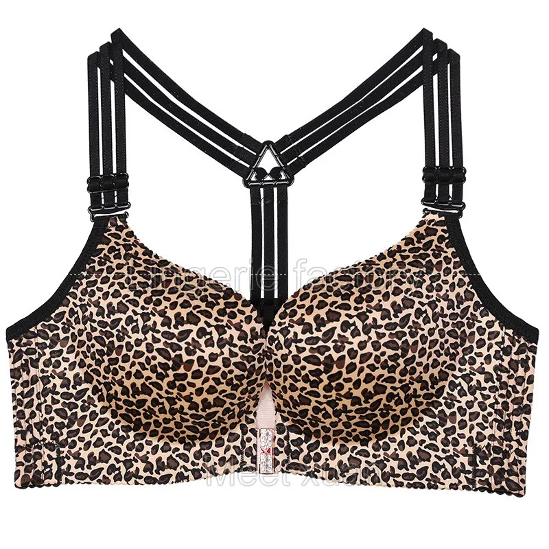 Gold leopard Плюс размер E чашки женские беспроводные бюстгальтеры пуш-ап бюстгальтер сексуальное женское белье Большие размеры бюстгальтер без косточек женский бюстгальтер - Цвет: Gold leopard