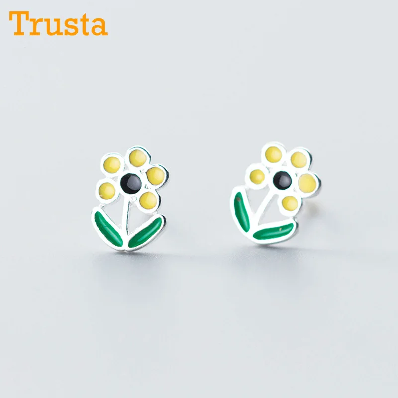 Trusta, 925 пробы, серебряные серьги-гвоздики, соединенная цепочка, модное ювелирное изделие на день рождения дочери, подарок, хорошее ювелирное изделие DS1434