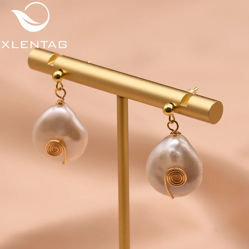 XlentAg минималистичные серьги капли из натурального барочного белого жемчуга для