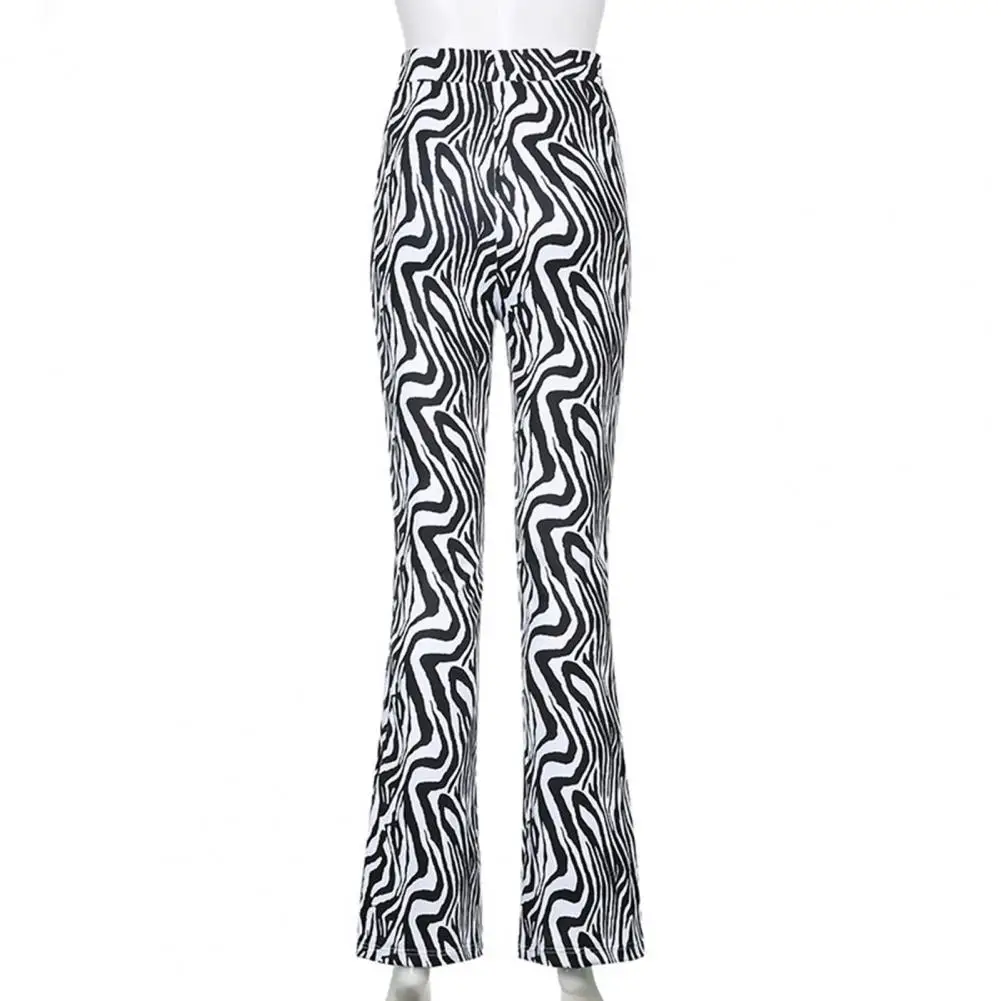 

Flared Pants Zebra Stripes Print Skinny Fashion Women High Waist Zebra Bell-bottom Trousers for Leisure
