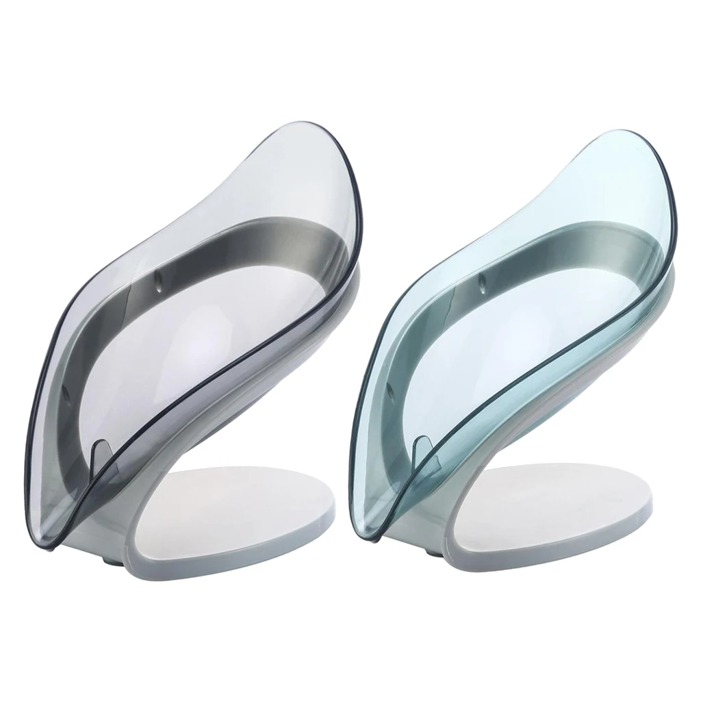 

Leaf Shaped Drainage Soap Holder Soap Box w/ Draining Tray for Brush Kitchen
