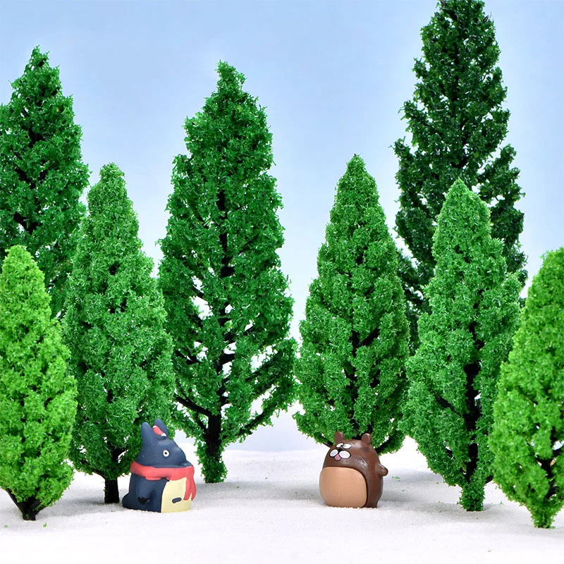 

Искусственные мини-растения, 10 шт., миниатюрные садовые Ландшафтные украшения, имитация пластикового дерева, модель дома, сосновое дерево