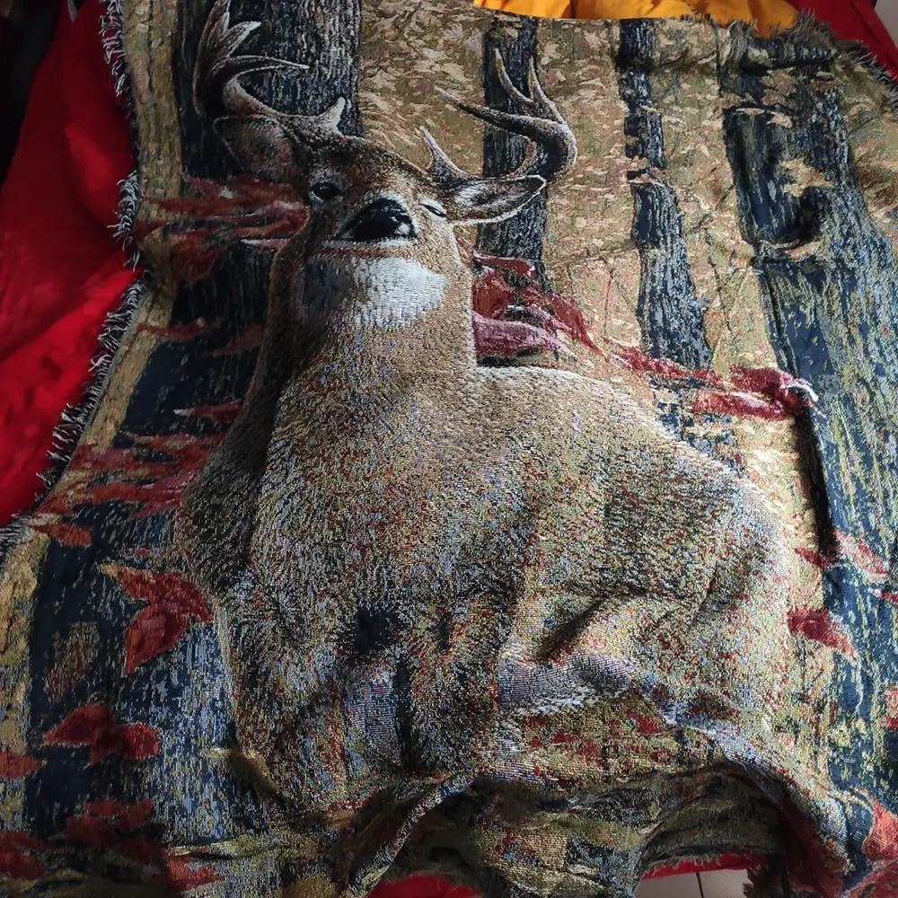 

RETRO SIKA DEER SOFA SLIPCOVER BLANKET DECORATIVE THROW SOFA COBERTOR COVER BLANKETS DECORATION WALL FABRIC TAPESTRY HOME DECOR