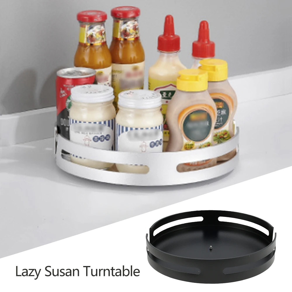 

Rotating Shelf Non-Slip Spice Rack Tray Sideboard Turntable Stainless Steel Storage Box Rotating Kitchen Storage Rack