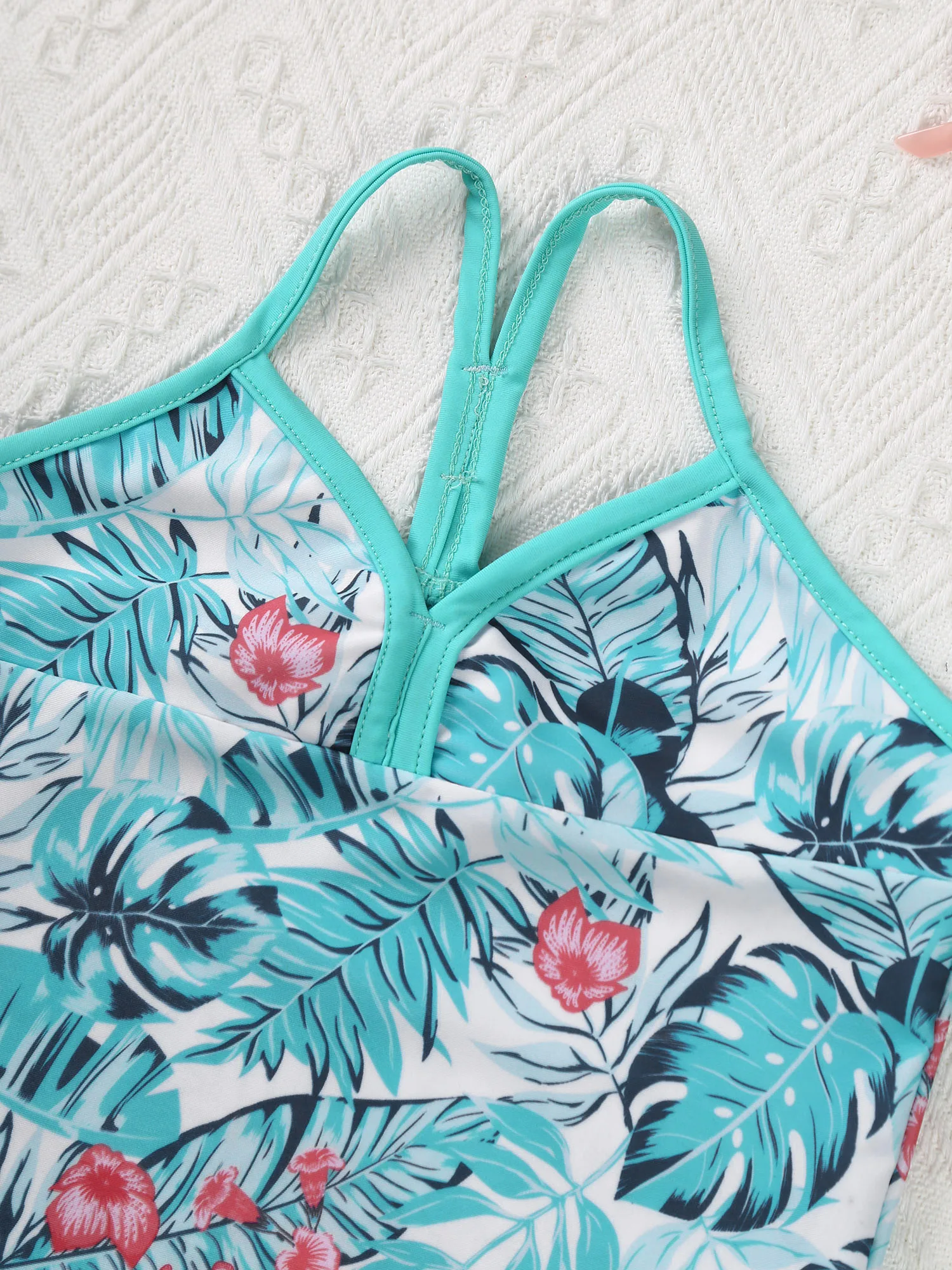 Летняя одежда для купания TiaoBug девочек 3 шт. с принтом V-образным вырезом на