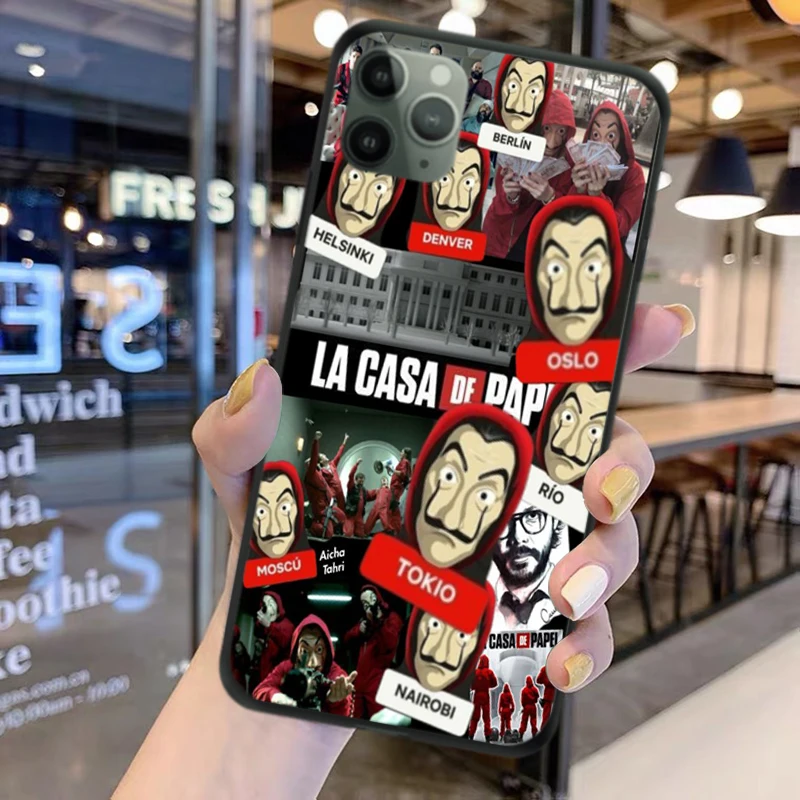 

Spain TV Show Money Heist Paper La Casa De Papel Black Matte Silicone Phone Case For iPhone 11 12 Pro Max XR XS 6S 7 8Plus Cover
